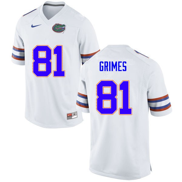Men #81 Trevon Grimes Florida Gators College Football Jersey White